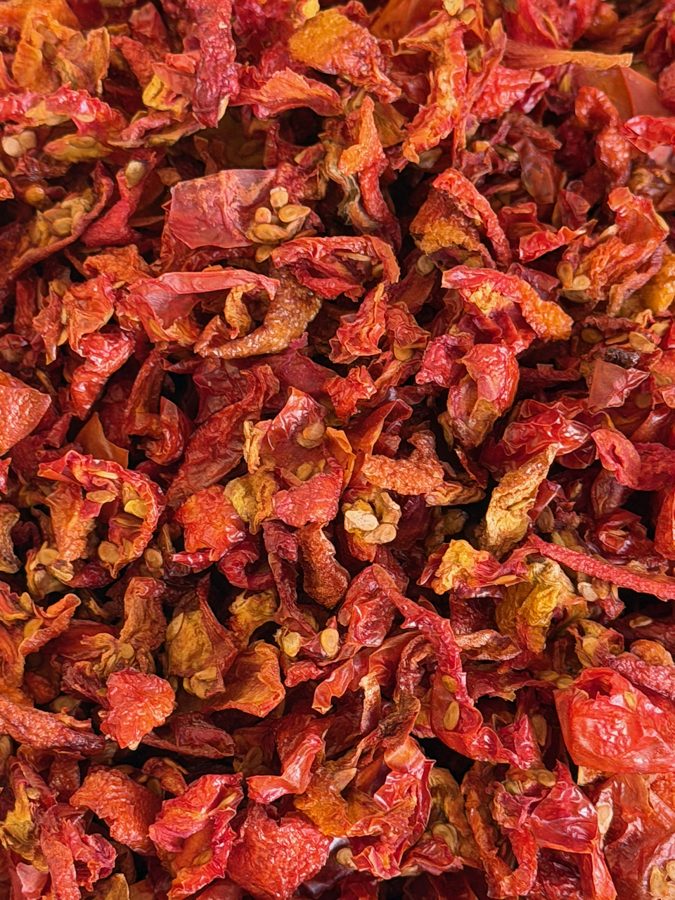 Sun-dried red chillies