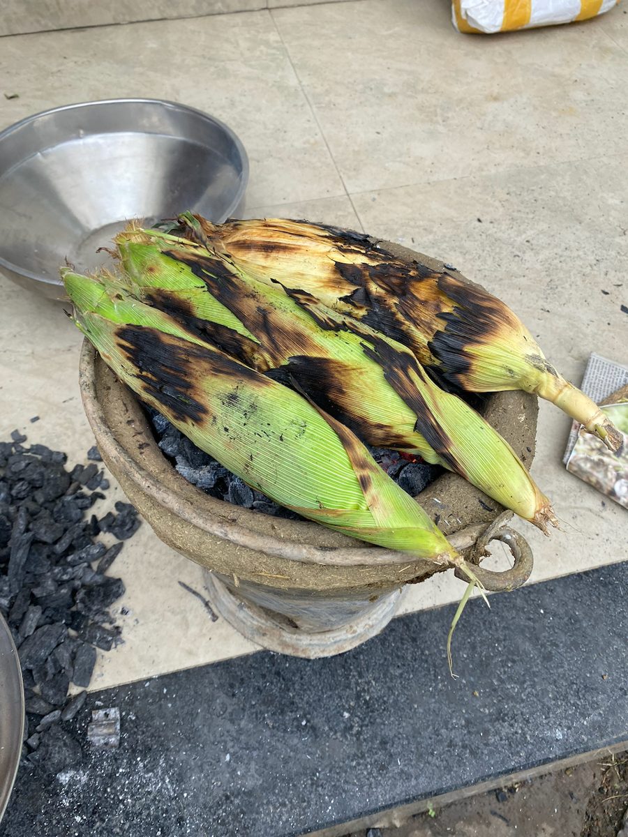 Roast corn, off the coals